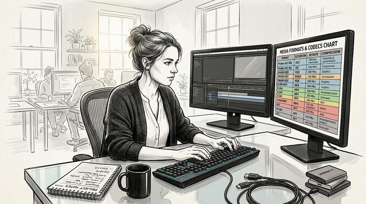Editor video che controlla la tabella di compatibilità del formato