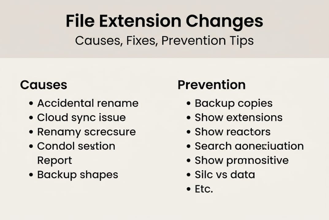 Infographic showing file extension causes and prevention