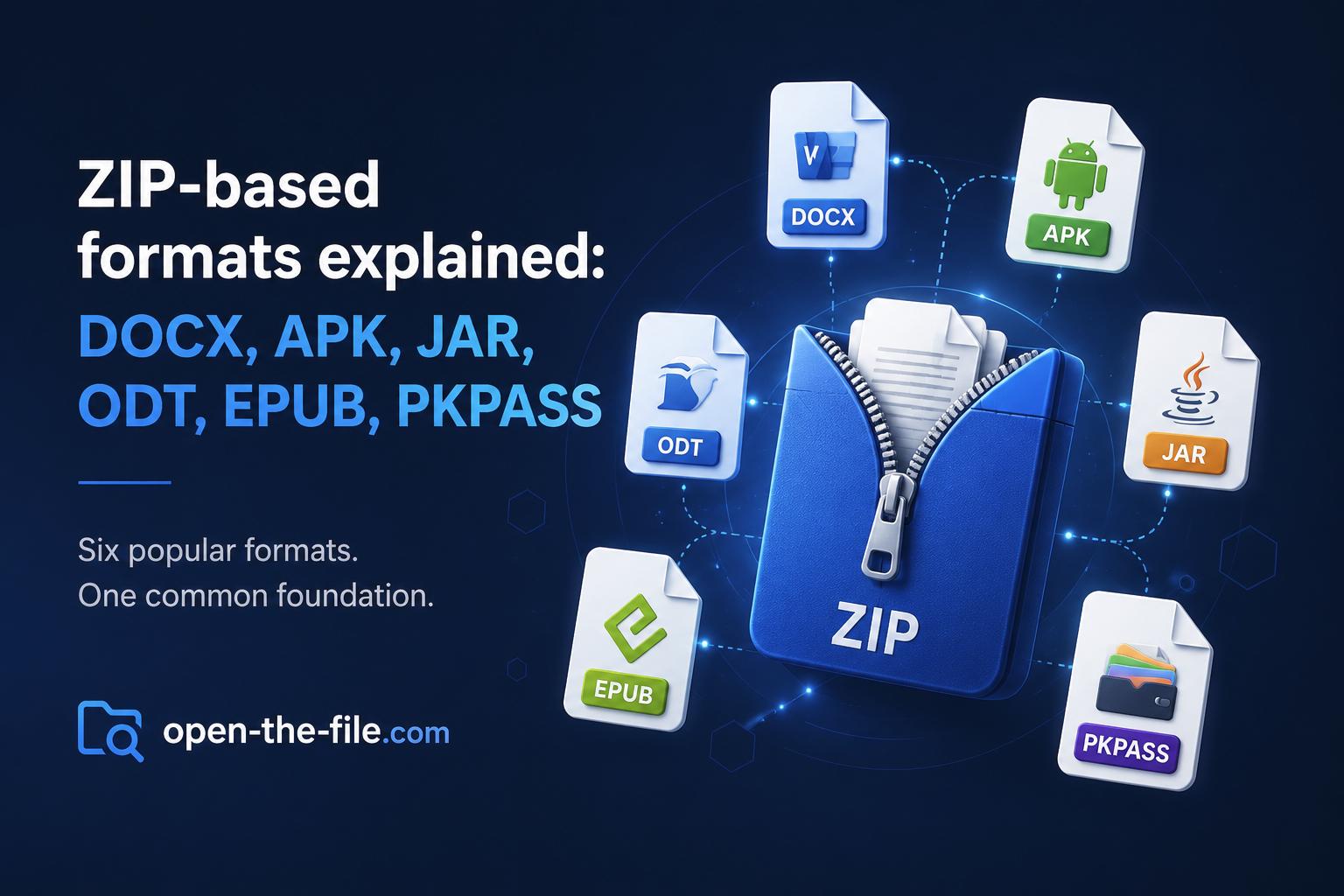ZIP-based formats explained: DOCX, APK, JAR, ODT, EPUB, PKPASS